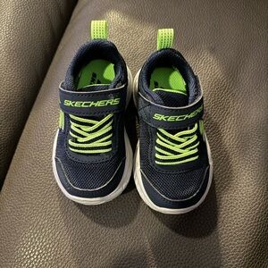 Skechers Kids' Navy and Neon Green Sneakers